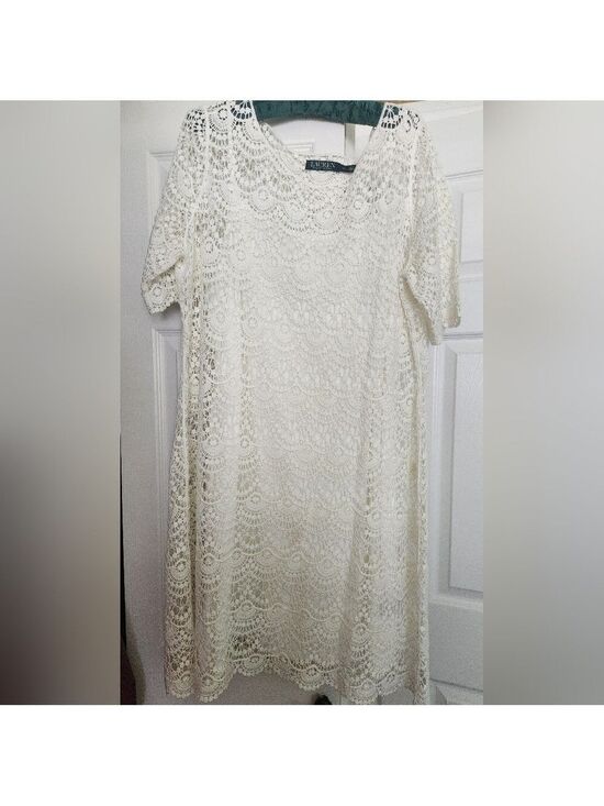 Ralph Lauren Dresses & Skirts - Ralph Lauren White Eyelet Sheath Dress White Lace Formal Mini Dress XXL